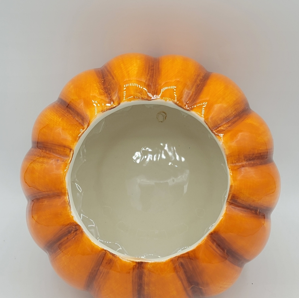Ceramic Pumpkin Bowls Set of 2 Fall Harvest Halloween Candy Dish Centerpiece Dec - Picture 4 of 16